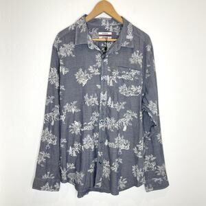 Nixon Bigfoot Print Long Sleeve Button Up Shirt Mens XL Gray Deer Bear